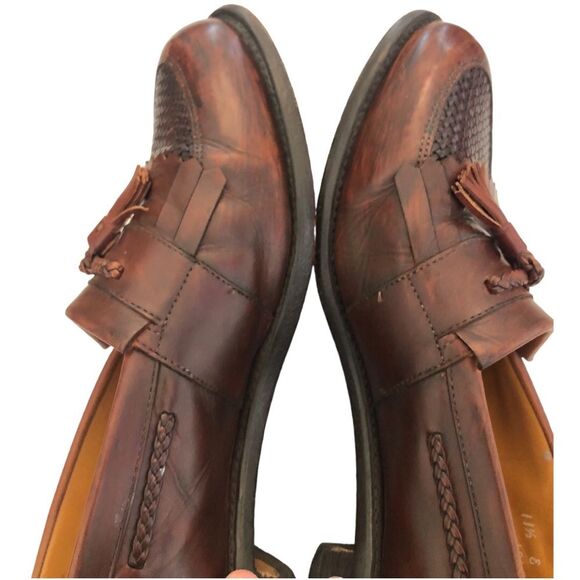 Allen Edmonds Cody Loafers 11.5 Brown Leather Tassel Kiltie Woven Classic Men’s - Picture 6 of 15